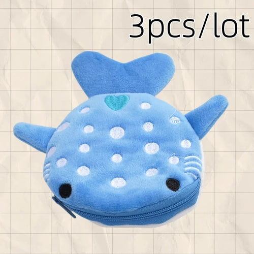 New Cartoon Shark Plush Coin Purse Cute Coin Holder with Keyring Data