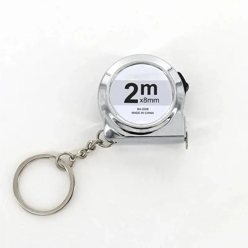 Mini Retractable 2m Tape Measure with Keychain, Portable Mild Steel