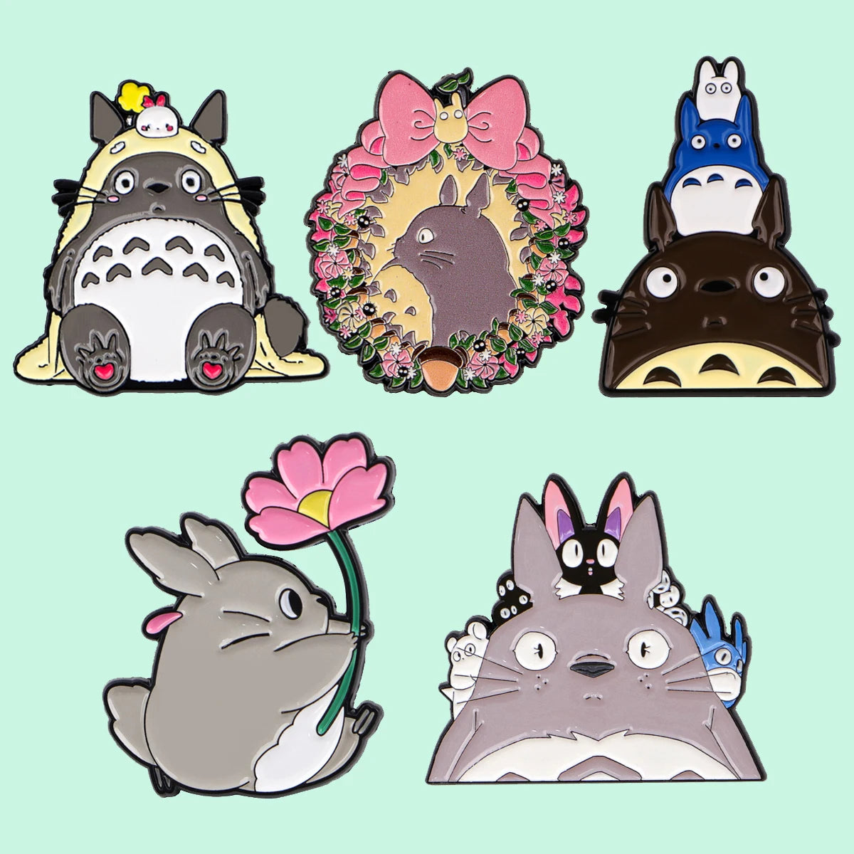 Mix 5pcs/set Grey Genie Enamel Pin Lovely Brooches For Lapel Pins
