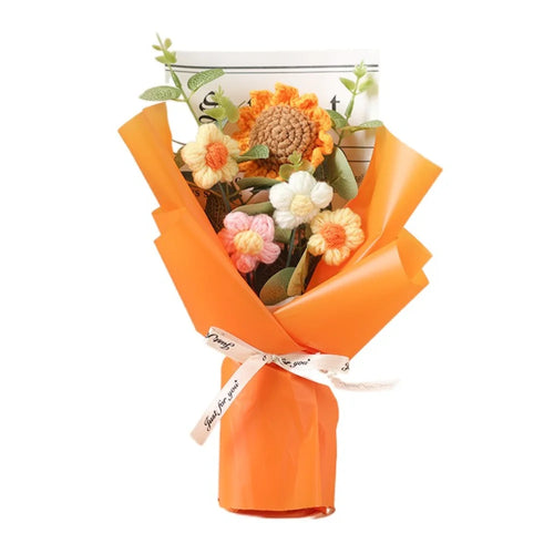 Artificial Flower Crochet Bouquet Handmade Anniversary Sunflower Daisy