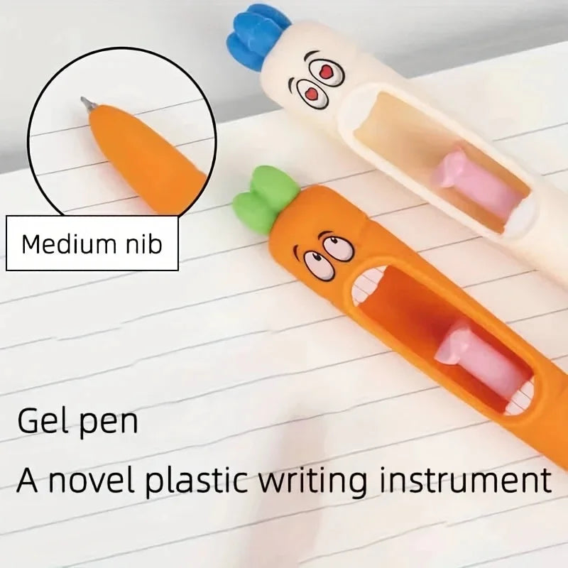 4pcs Multi-Expression Radish Shaped Gel Pens Creative Fresh Stationery