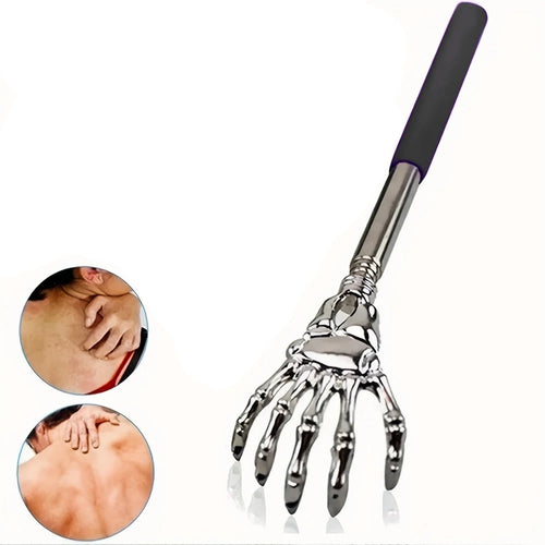 silvery Telescopic Back Scratcher, Portable Extendable Stainless