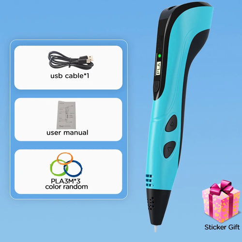 2025 Children 3D Printing Pen with LED Screen 100M PLA Power Adapter