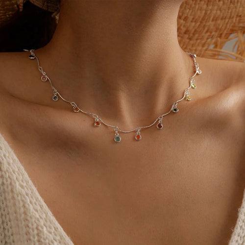 Fashion Simple Candy Color Tassel Necklace for Women Aesthetic
