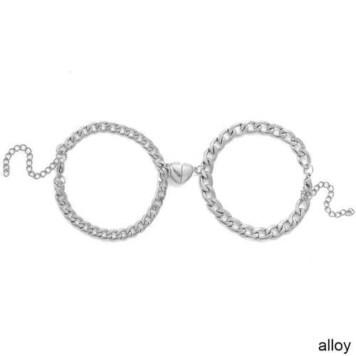 2Pcs/set Magnet Couple Bracelets Heart Attraction Bracelet Stainless