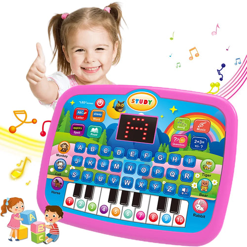 Kids’ Education Tablet Toy, Age 3+ Literacy Math Music Learning,