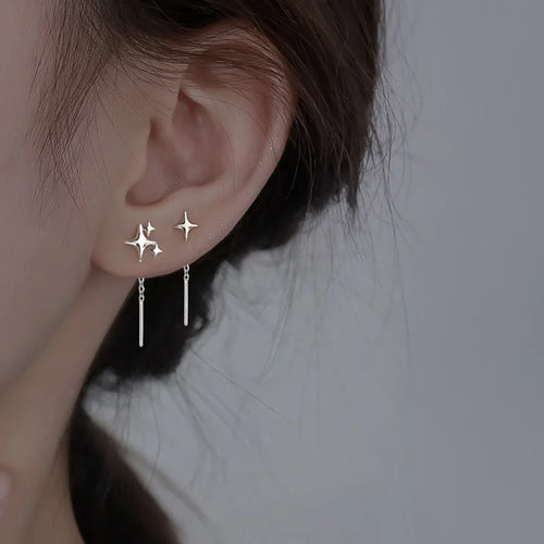 Ventfille 925 Sterling Silver Star Earring for Women Girl Simple