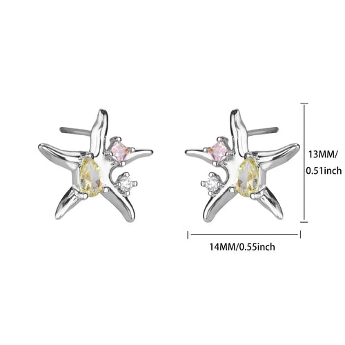 Vintage Summer Starfish Stainless Steel Stud Earrings For Women Simple