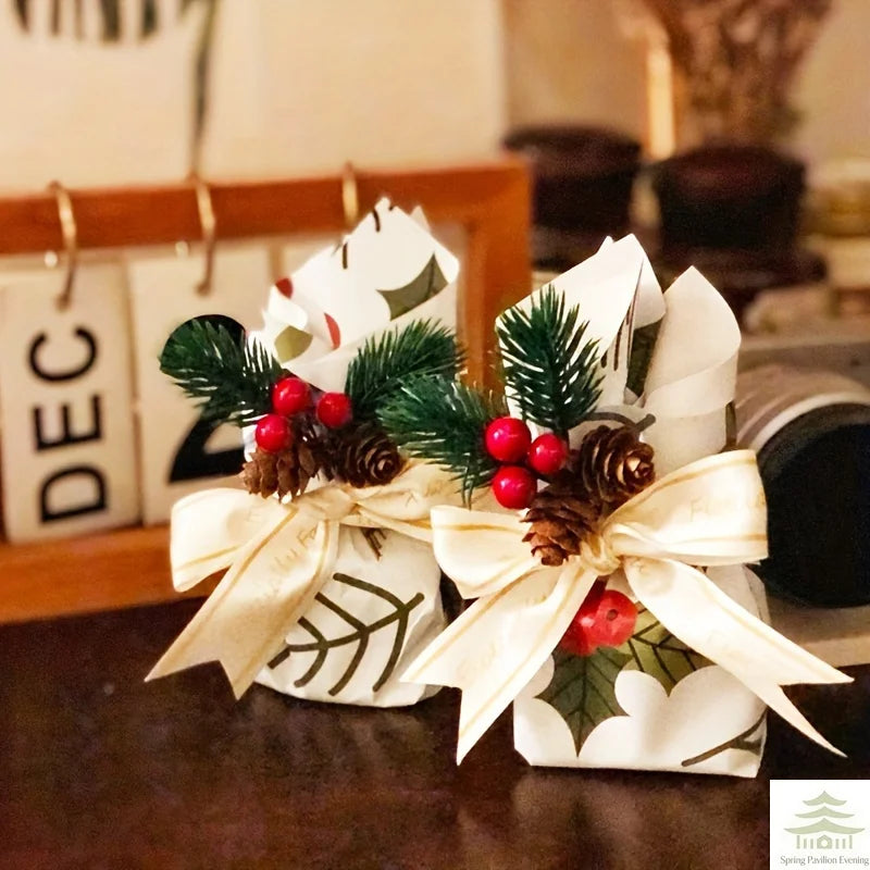 10pcs Set of Artificial Pine Cones and Red Berries - Perfect for