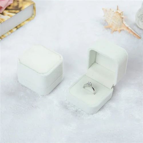 Rounded Flannelette Ring Box Flocking Jewelry Box Ring Stud Badge