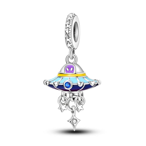 Silver Plated Mystery Star and Moon Charms Beads Fit Original Bangle