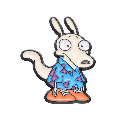 Cartoon Courage Cowardly Dog Brooch Enamel Pins Cute Pink Animal Dog
