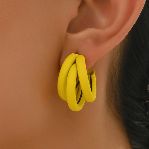 Elegant Gold Color Circled Hoop Earring for Woman Metal Elegant