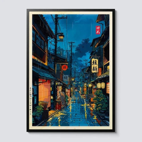 Japanese Tokyo Teahouse Cartoon Canvas Print Anime City Street Cafe