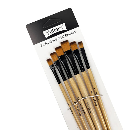 Yutiars Professional Artist Paint Brush Set - 6 PCS, Nylon Bristles