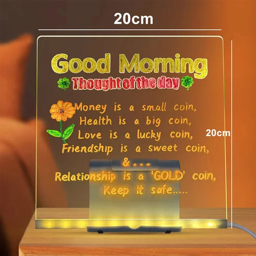 LED Night Light With Note Board DIY Acrylic Message Board Children‘s