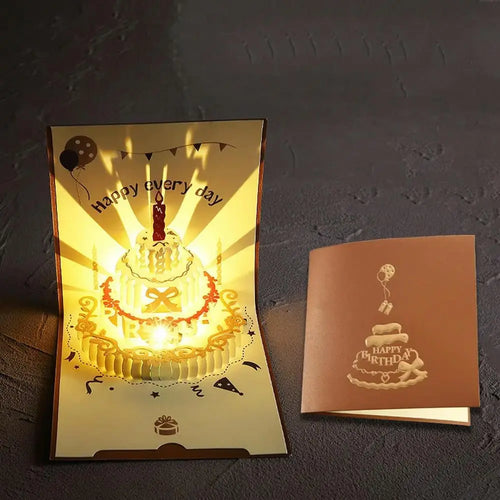 3D Pop Up Gift Card with Led Music Gift Cards Musical Birthday