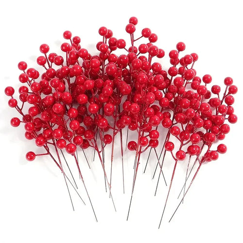 5/10/20Pcs Chritsmas Decoration Red Berry Branches Cherry Stamen For