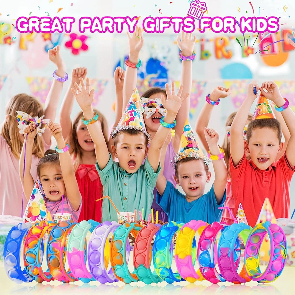 12PCS Fidget Toys Pop Bracelet Party Favors Bubble Bracelets Push