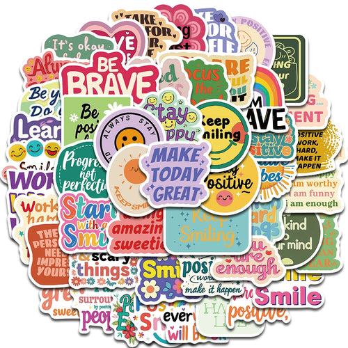 50PCS Positive Affirmation Stickers Kawaii Harajuku Skateboard