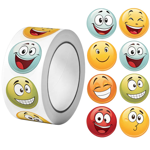 500Pcs/Roll Cute Funning Face Paste Sticker 2.5cm/1.0'' 16 Designs