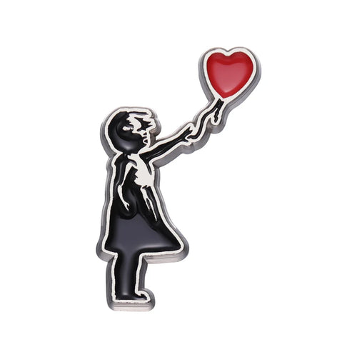Classic Banksy Art Design Collection Brooch Enamel Pin Flower Thrower