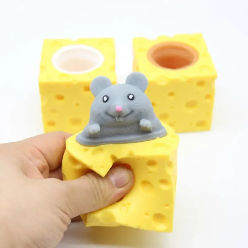 Mouse Squishy Toy Cheese Stress Ball Squishy Rat Squeeze Cheese