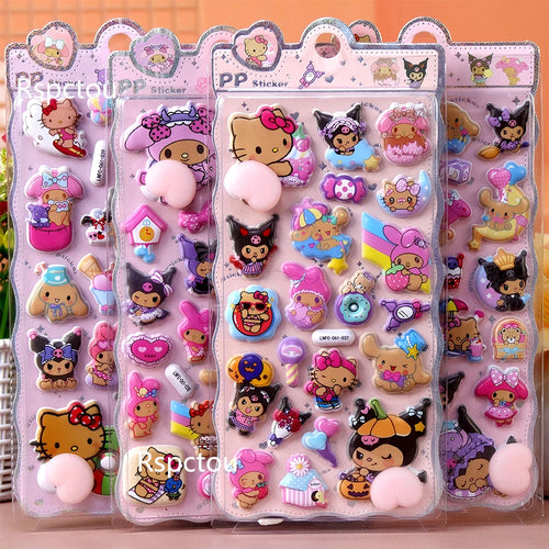 Hot Cute Kawaii Sanrio 3D Relief Stickers HelloKitty Kuromi My Melody