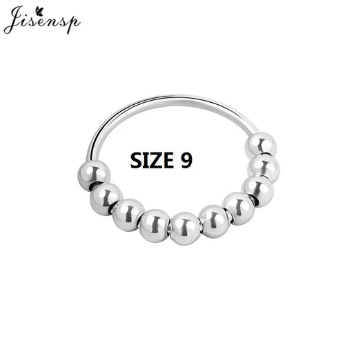 Simple Metal Beads Fidget Rotating Rings for Women Men Rotate Freely