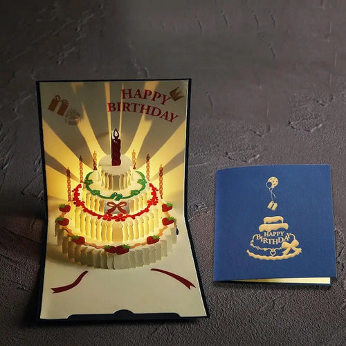 3D Pop Up Gift Card with Led Music Gift Cards Musical Birthday