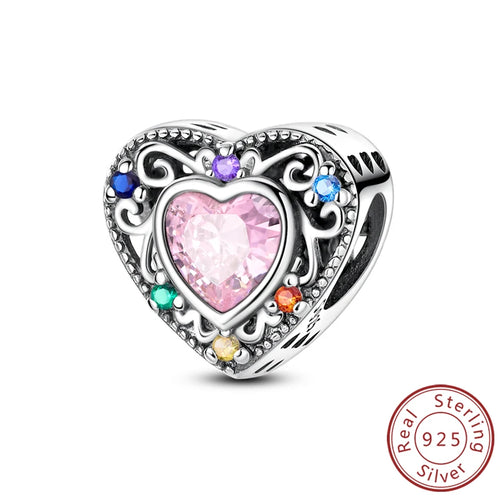 New Love Heart Shaped Charms 925 Sterling Silver Family Love