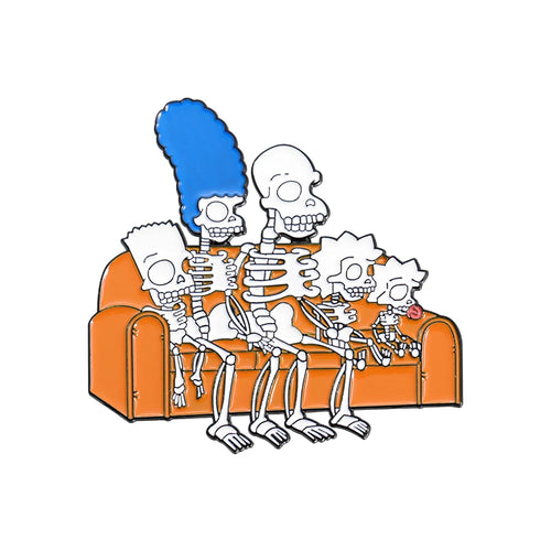 Animated Sitcom Punk Skull Brooch Enamel Pins Funny Cartoon Metal