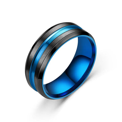 Fashion 8mm Men's Black Tungsten Wedding Band Rings Black Groove