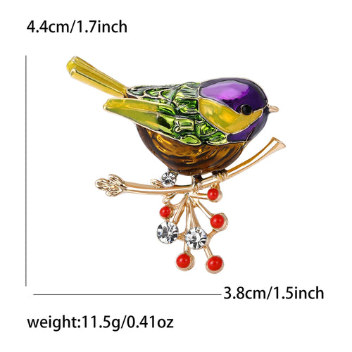 Trendy Enamels Birds Brooches for Women Unisex Animals Rhinestones
