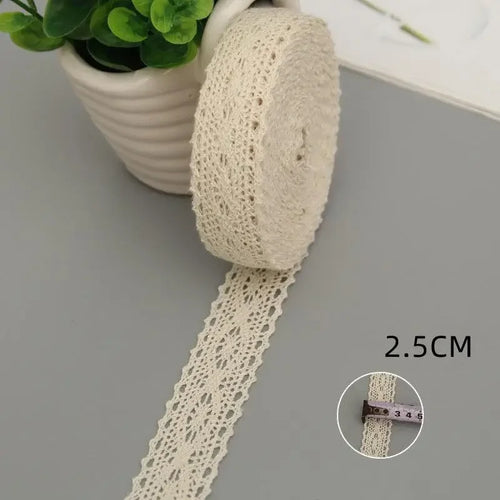 5Yards Cotton Lace Trim Ribbon Beige Sewing Trim Lace Ribbon Crochet