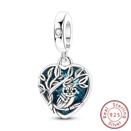 Original 925 Sterling Silver Heart Love Charms Beads Pendant Fit