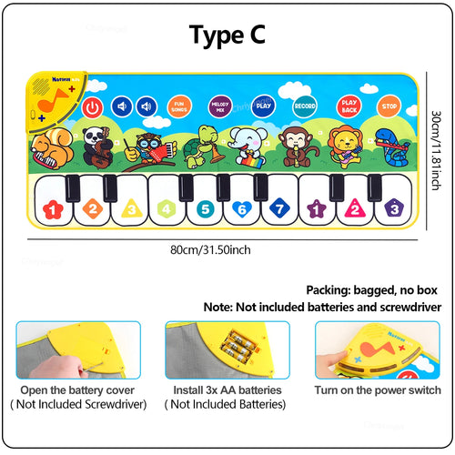 Piano Mat for Kids Kids Toddlers Floor Keyboard Dance Mat Baby Fitness