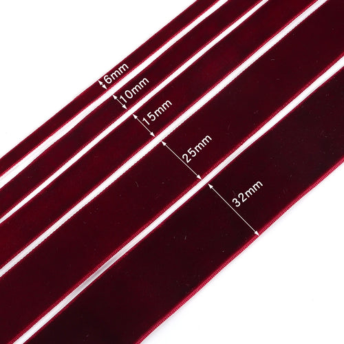 5-10yards/roll Velvet Ribbons Black Wine Red Color Single Face