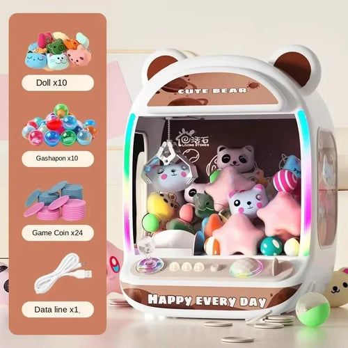 DIY Automatic Doll Machine Kids Coin Operated Play Game Mini Claw