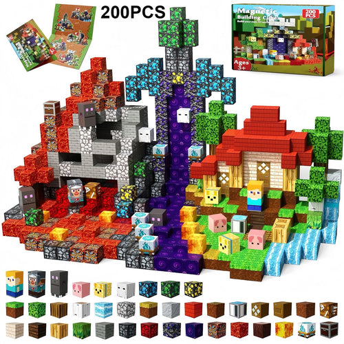 100-300pcs Magnetic Tiles Building Blocks Set,My World Figures Bricks,