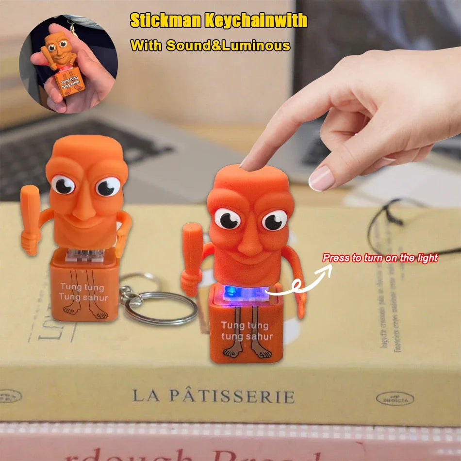 Stick man Tung tung tung Tungtungtung Anime Wooden Keychain Stick Man