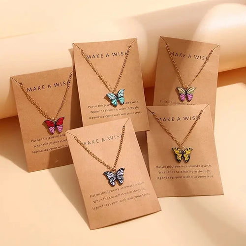 5 Pcs Fashion Boho Colorful Butterfly Necklaces Set for Women Korea