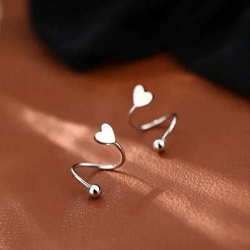 2pcs Stainless Steel Spiral Twisted Stud Earrings, Lip Piercing Heart