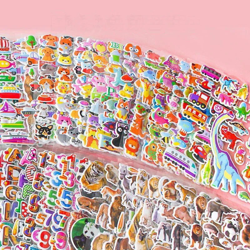 10/20/30/40/50 Sheets 3D Stickers for Kids Puffy Children Stickers