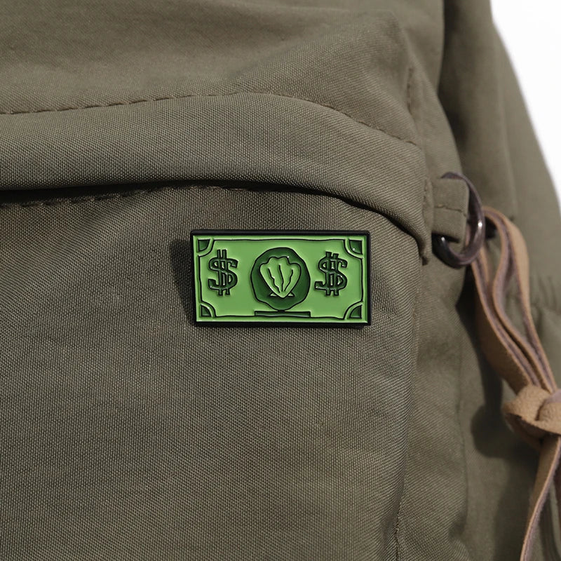 Green USD Symbol Enamel Pin Custom Wealth Money Cartoon Cute Anime