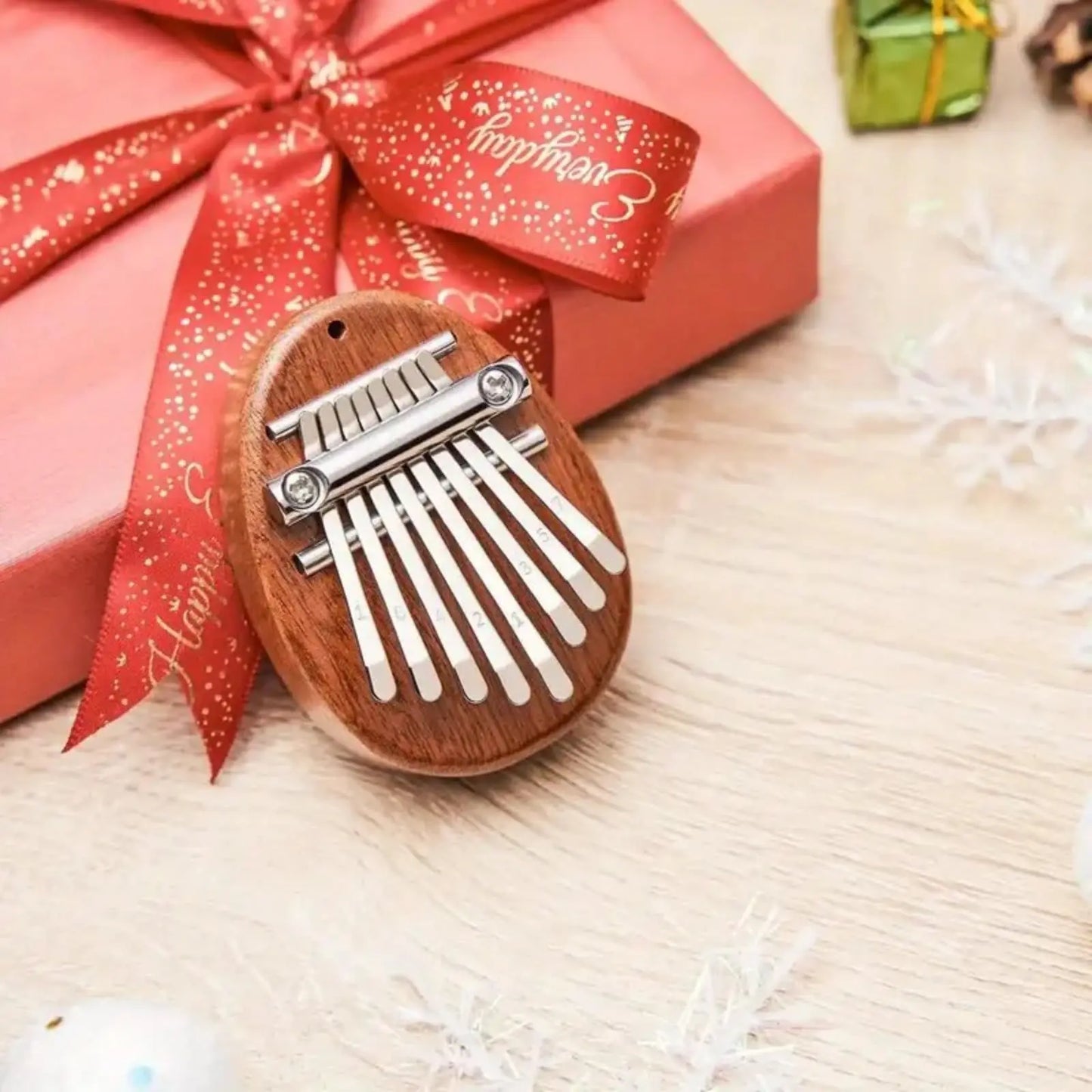 Mini 8-Key Kalimba Thumb Piano, Cute Instrument Pendant Keychain,