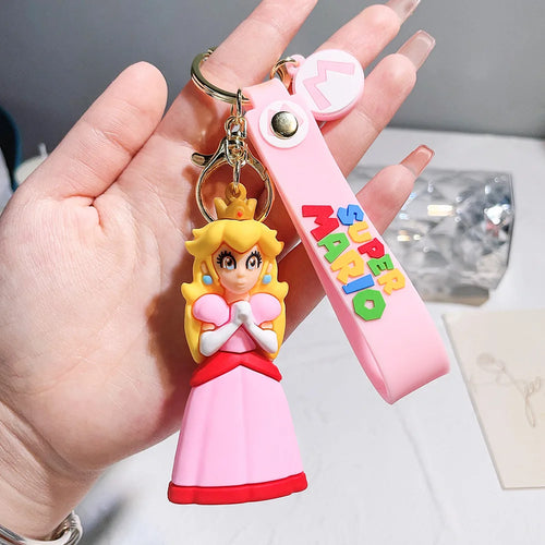 Super Mario Keychain Mario Bros Luigi Toad Yoshi Bowser Action Figure