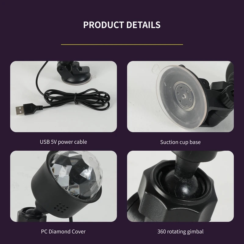 RGB LED Stage Disco Light Rotating DJ Ball Strobe Sound Control Magic