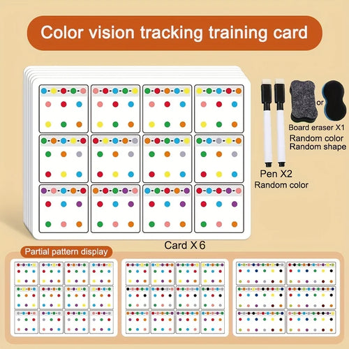 Visual tracking focus and attention training card,color and number