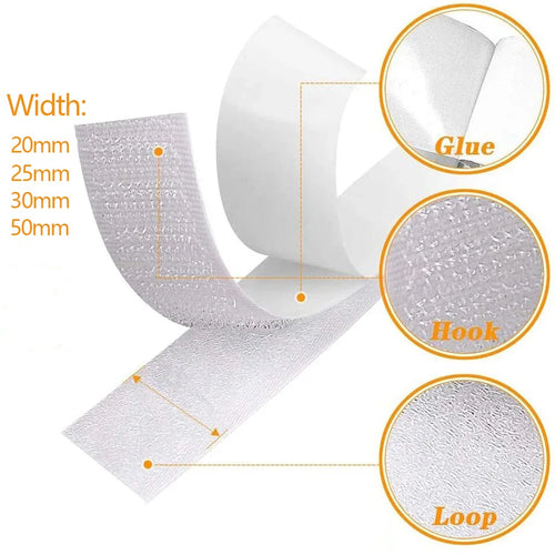 1-25meters Strong Self Adhesive Hook and Loop Fastener Tape Nylon